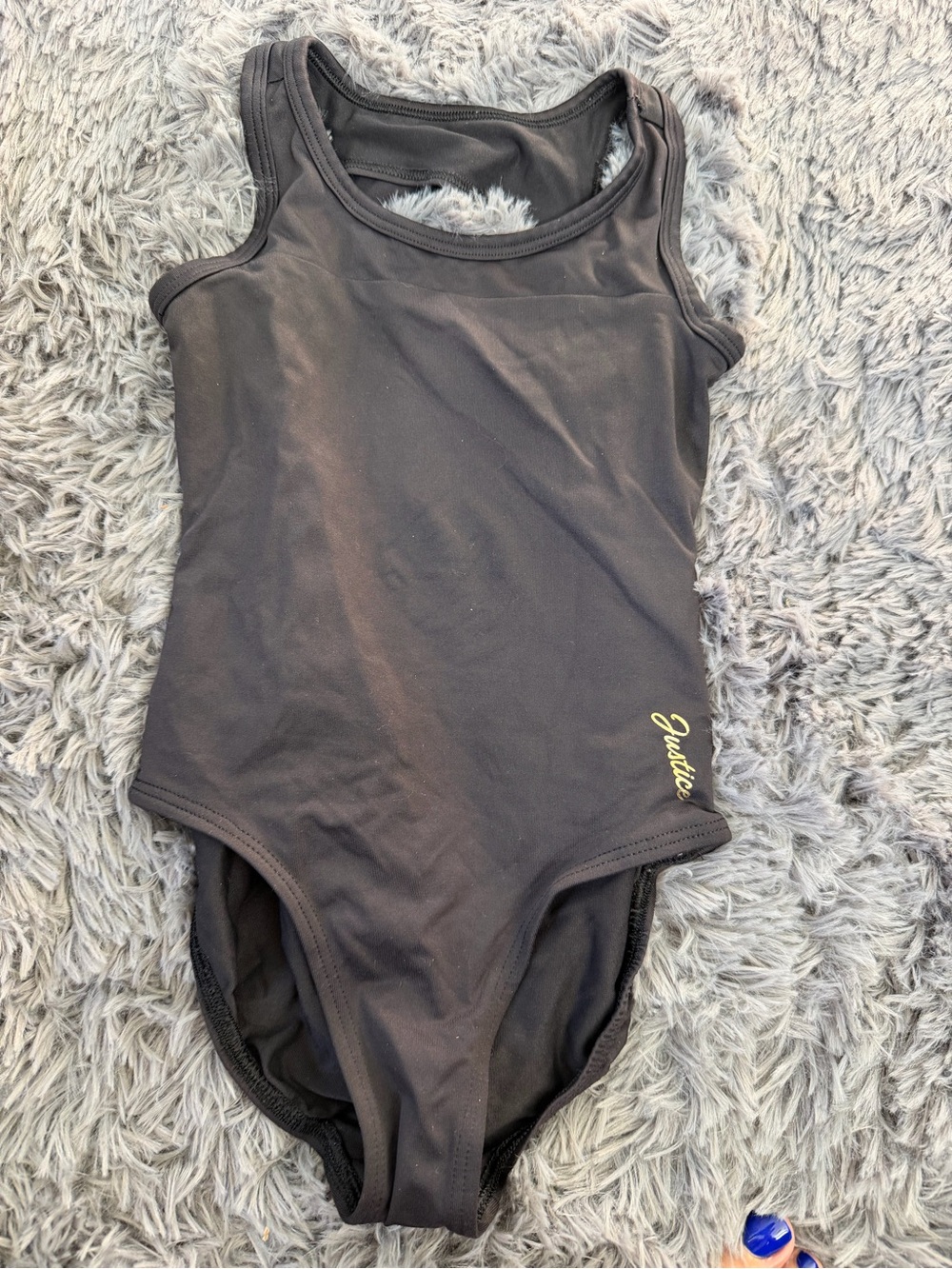 Justice Black Girls' Tank One-Piece Swimsuit with Gold Logo